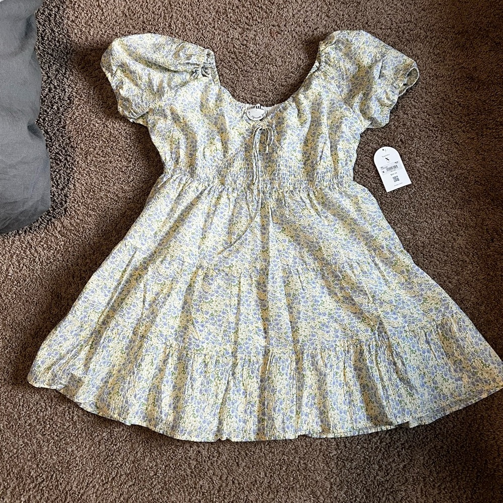 ARULA Green and Pink Tiered Ruffled Sundress